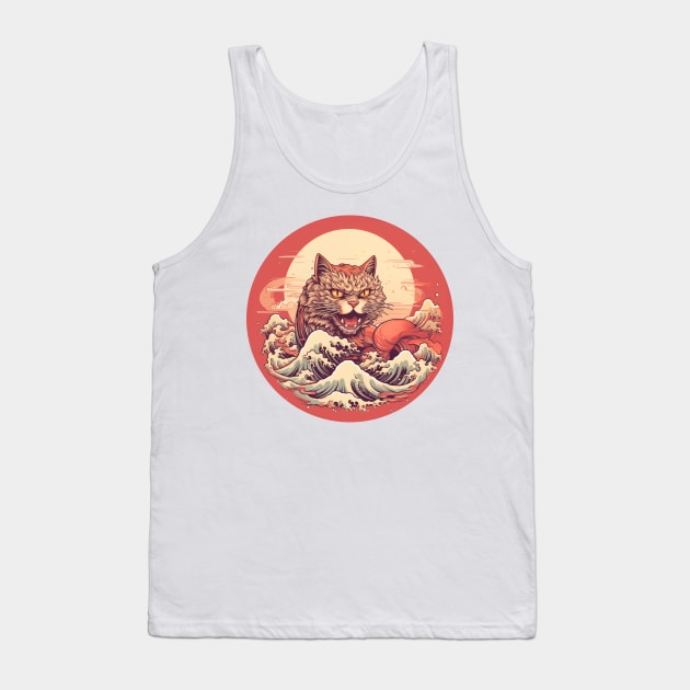 Angry Ramen Cat Japanese Design Tank Top by Hobbybox